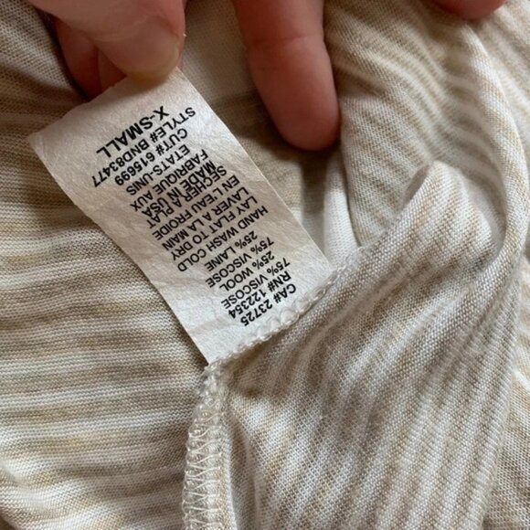 Aritzia Dilemma Tank Top Blouse Draped Stripe Flowy Sleeveless Cream White XS - Picture 15 of 15